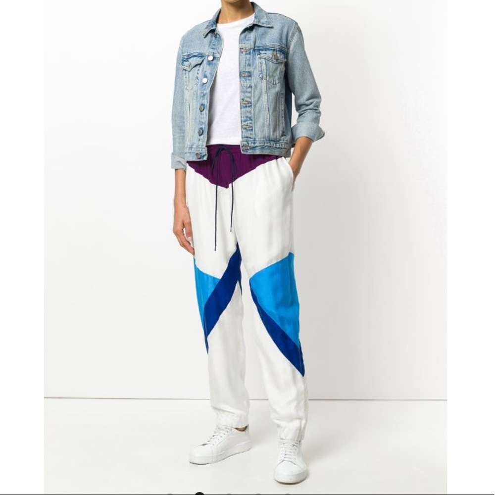 Chloé White Shell Suit Silk Parachute Pants Size 8 NEW